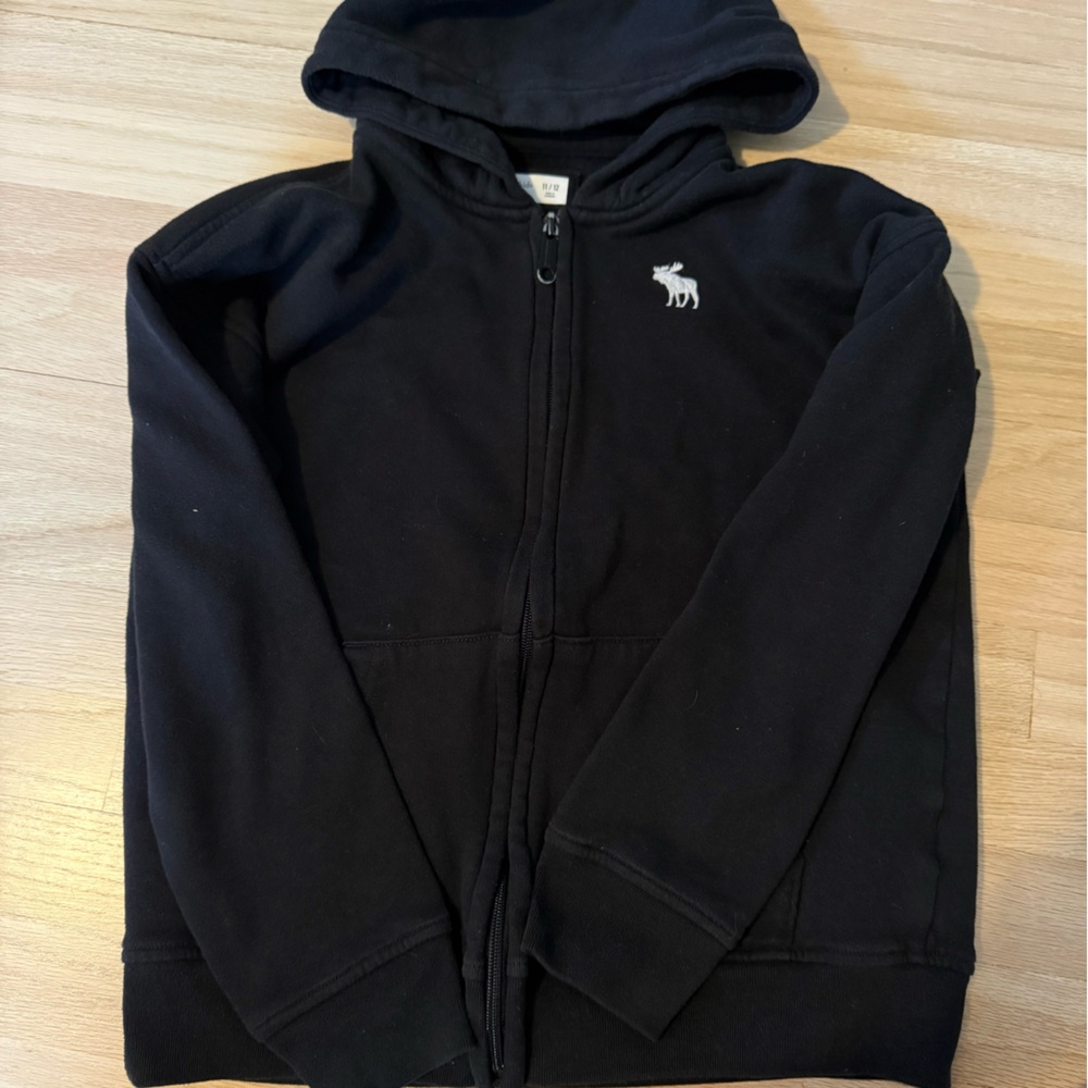 Abercrombie Kids Black Hoodie with Embroidered Logo